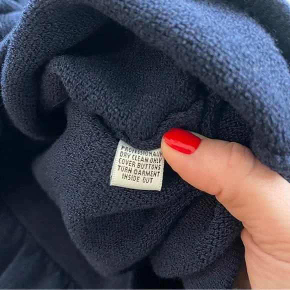 St. John Basics Cardigan Womens L Navy Blue Santana Knit Jacket Sweater Luxury - Picture 9 of 9